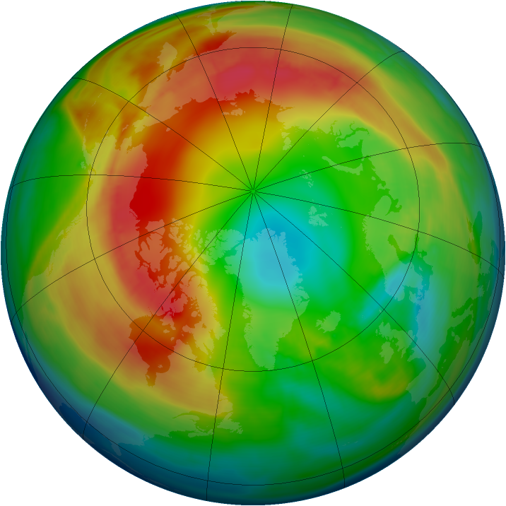 Arctic ozone map for 03 February 2008